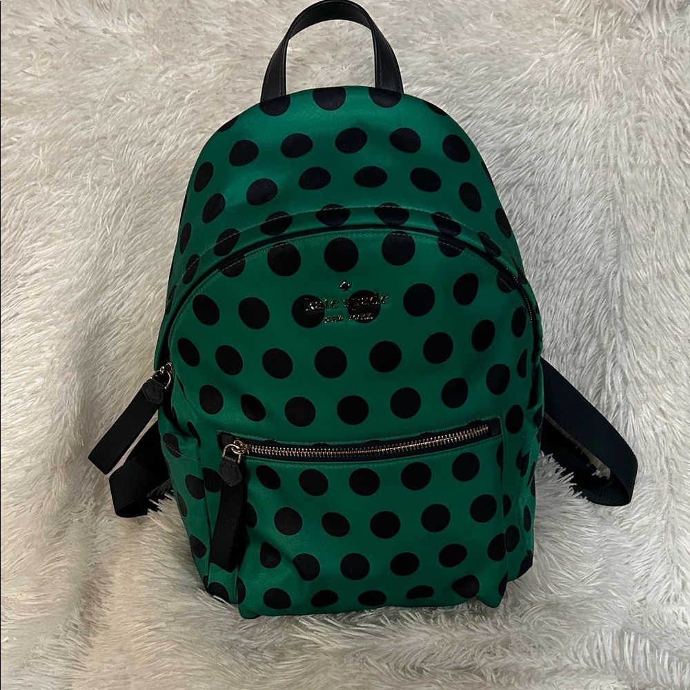 Kate Spade Green and Black Polka Dot Backpack